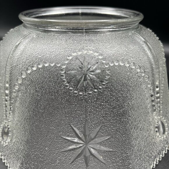 VTG Stippled Pressed Glass Light Shade Starburst Atomic Mid Century 3.25” Fit - Picture 5 of 8